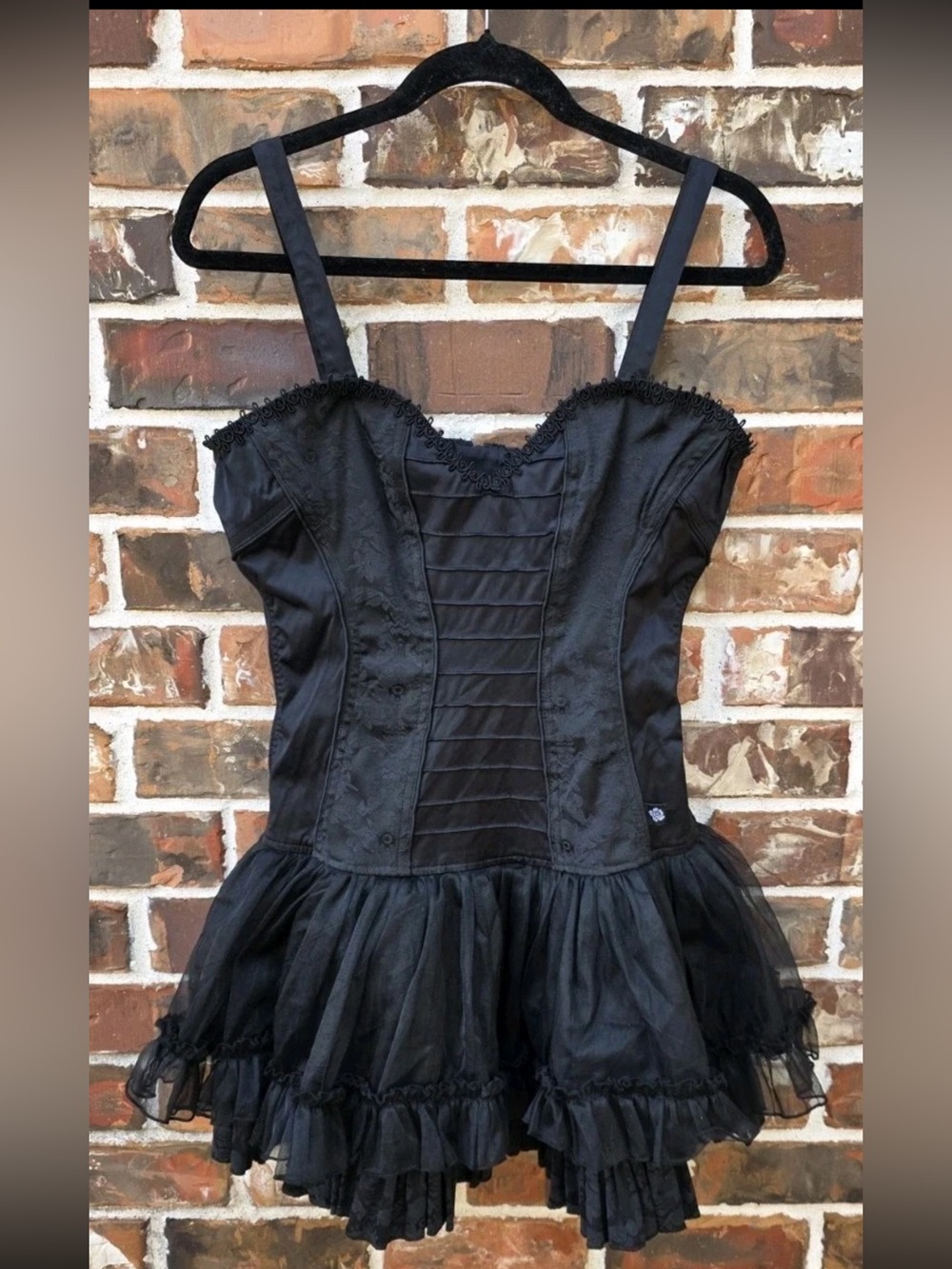 Tripp NYC Vintage Y2K Gothic Fairy Grunge Corset Tutu / Mini Dress Black Sz L